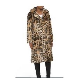 Rachel Zoe Ocelot Faux Fux Long Coat
